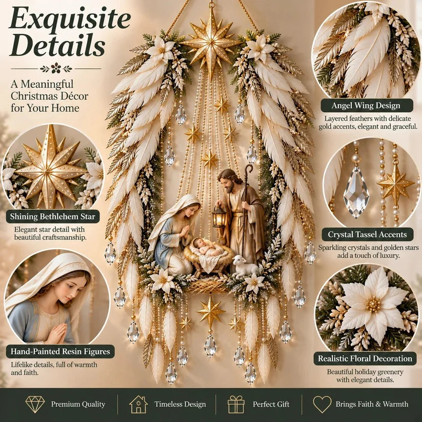 ✨👼 Heavenly Angel Wings Nativity Light✨ – Lighted Christmas Wall Decor ✈️