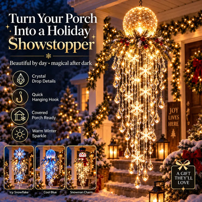 Crystal Cascade Christmas Snowflake LED Hanging Light