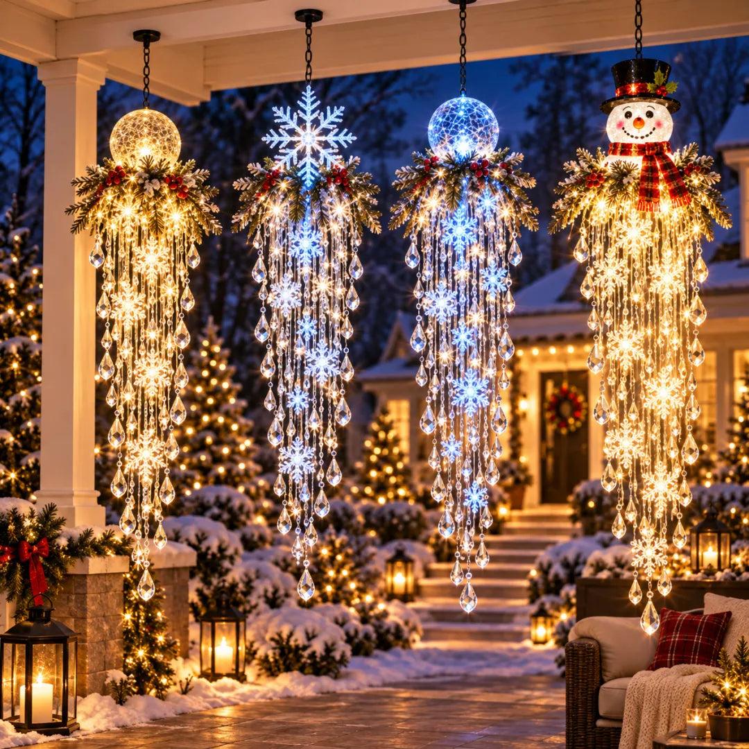 Crystal Cascade Christmas Snowflake LED Hanging Light