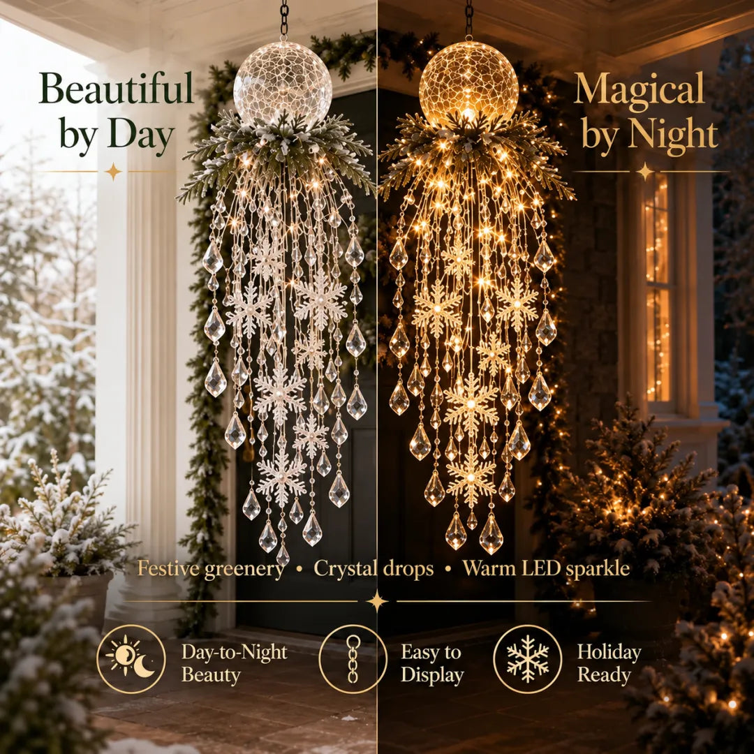 Crystal Cascade Christmas Snowflake LED Hanging Light