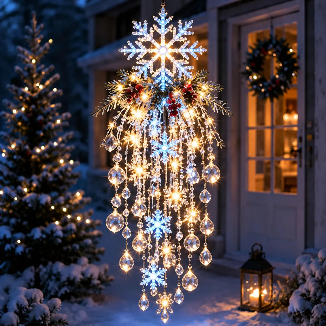 Crystal Cascade Christmas Snowflake LED Hanging Light