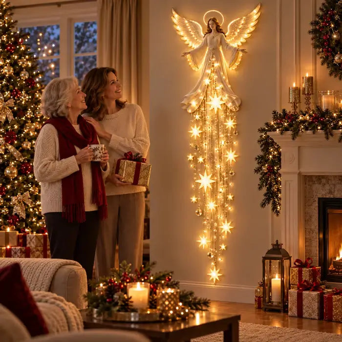 🔥HOT SALE🔥Angel Blessing Starfall Wall Light – Heavenly Christmas Wall Decor