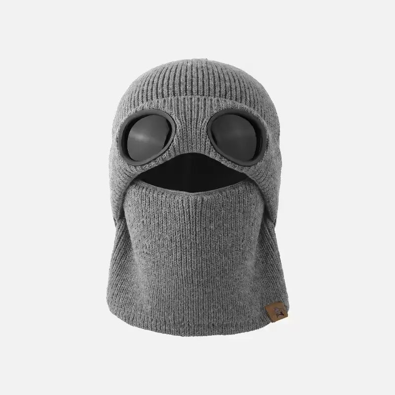 ❄️ Winter Ready · Ribbed Knit Balaclava Beanie with Goggle-Style Eye Panels 🥶