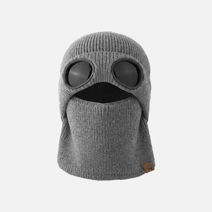 ❄️ Winter Ready · Ribbed Knit Balaclava Beanie with Goggle-Style Eye Panels 🥶