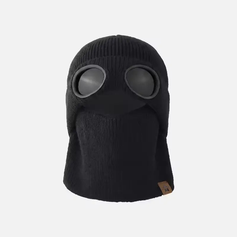 ❄️ Winter Ready · Ribbed Knit Balaclava Beanie with Goggle-Style Eye Panels 🥶
