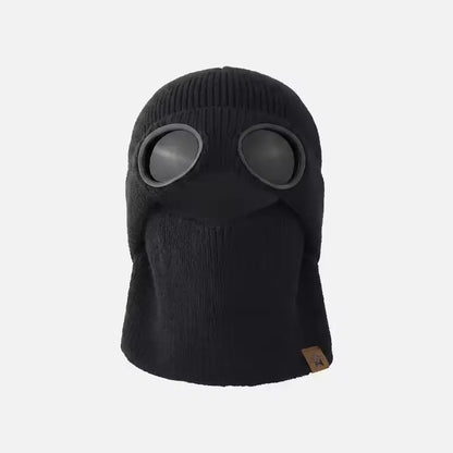 ❄️ Winter Ready · Ribbed Knit Balaclava Beanie with Goggle-Style Eye Panels 🥶