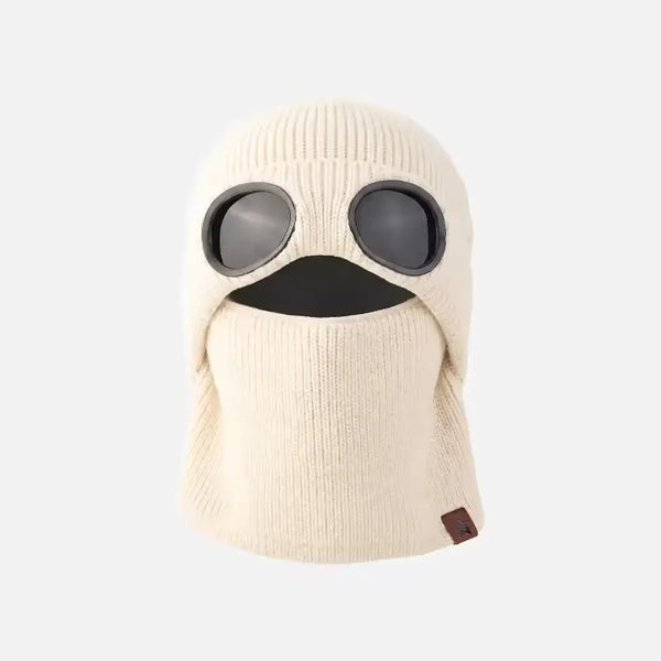 ❄️ Winter Ready · Ribbed Knit Balaclava Beanie with Goggle-Style Eye Panels 🥶
