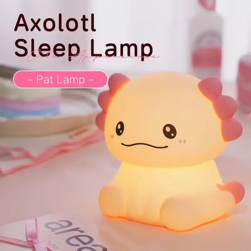 Pink Axolotl Night Light, Silicone LED Lamp | Rechargeable Touch Bedside Light for Kids