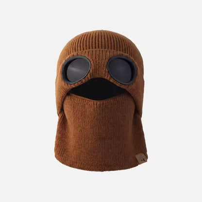 ❄️ Winter Ready · Ribbed Knit Balaclava Beanie with Goggle-Style Eye Panels 🥶