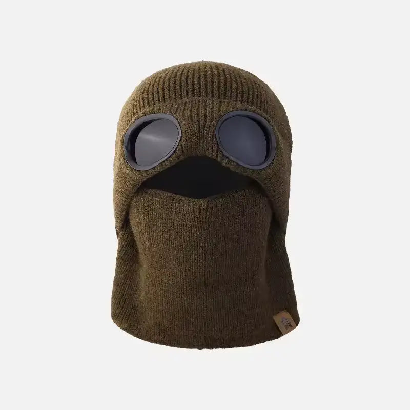 ❄️ Winter Ready · Ribbed Knit Balaclava Beanie with Goggle-Style Eye Panels 🥶