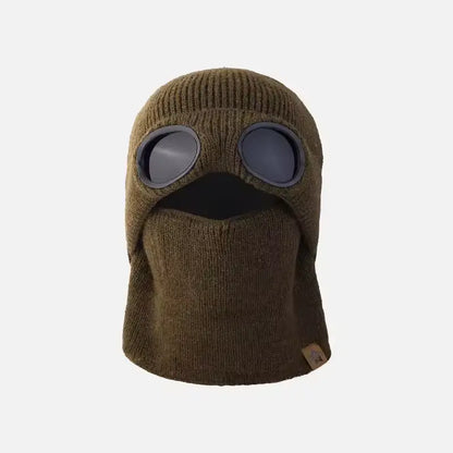 ❄️ Winter Ready · Ribbed Knit Balaclava Beanie with Goggle-Style Eye Panels 🥶