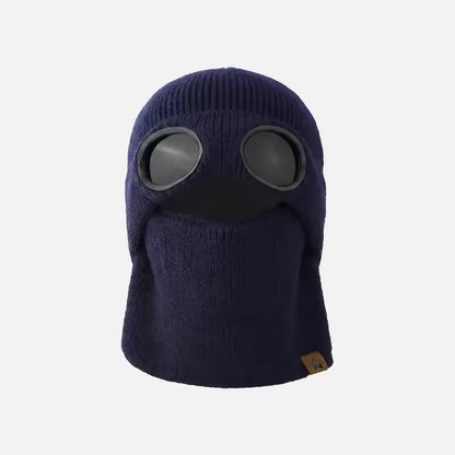 ❄️ Winter Ready · Ribbed Knit Balaclava Beanie with Goggle-Style Eye Panels 🥶