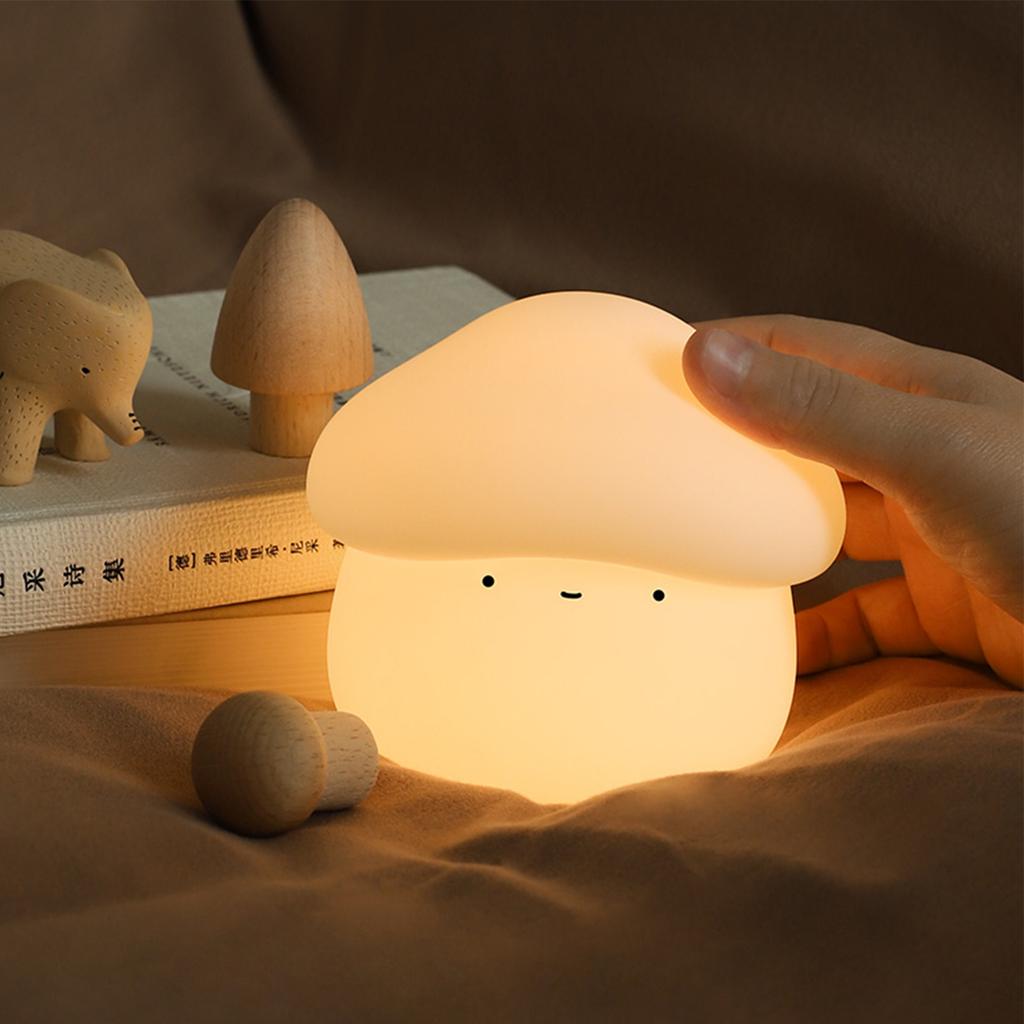 Silicone Mushroom Night Light Pat Light 15/30 Minutes Delay Off Two Dimmers 1W