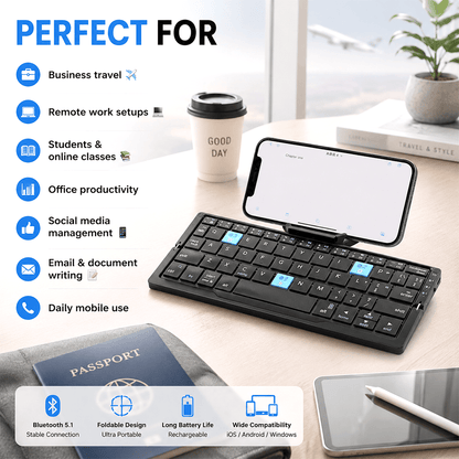 🔥Hot Sale 49% OFF🔥 Mini Bluetooth Folding Keyboard for Phone and Tablet Travel Typing