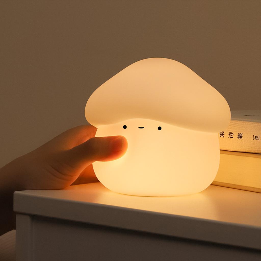 Silicone Mushroom Night Light Pat Light 15/30 Minutes Delay Off Two Dimmers 1W