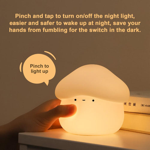 Silicone Mushroom Night Light Pat Light 15/30 Minutes Delay Off Two Dimmers 1W