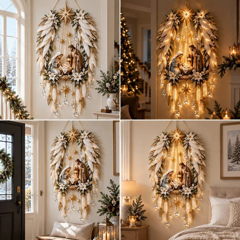✨👼 Heavenly Angel Wings Nativity Light✨ – Lighted Christmas Wall Decor ✈️