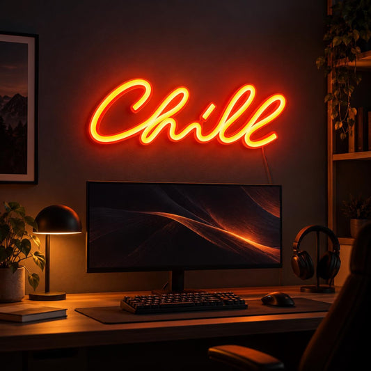 Chill Neon Sign, Gaming Room LED Wall Light, Gamer Setup Decor, Bedroom Chill Zone Sign, Man Cave Wall Decor, Gift for Gamer or Boyfriend