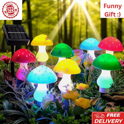 Solar Mushroom Lights – 8pcs LED Waterproof Outdoor Garden Fairy Lamp String Decor