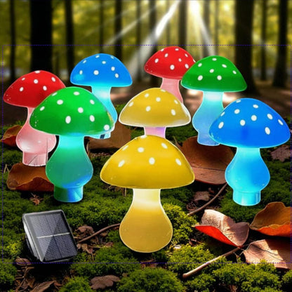 Solar Mushroom Lights – 8pcs LED Waterproof Outdoor Garden Fairy Lamp String Decor