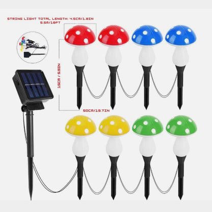 Solar Mushroom Lights – 8pcs LED Waterproof Outdoor Garden Fairy Lamp String Decor